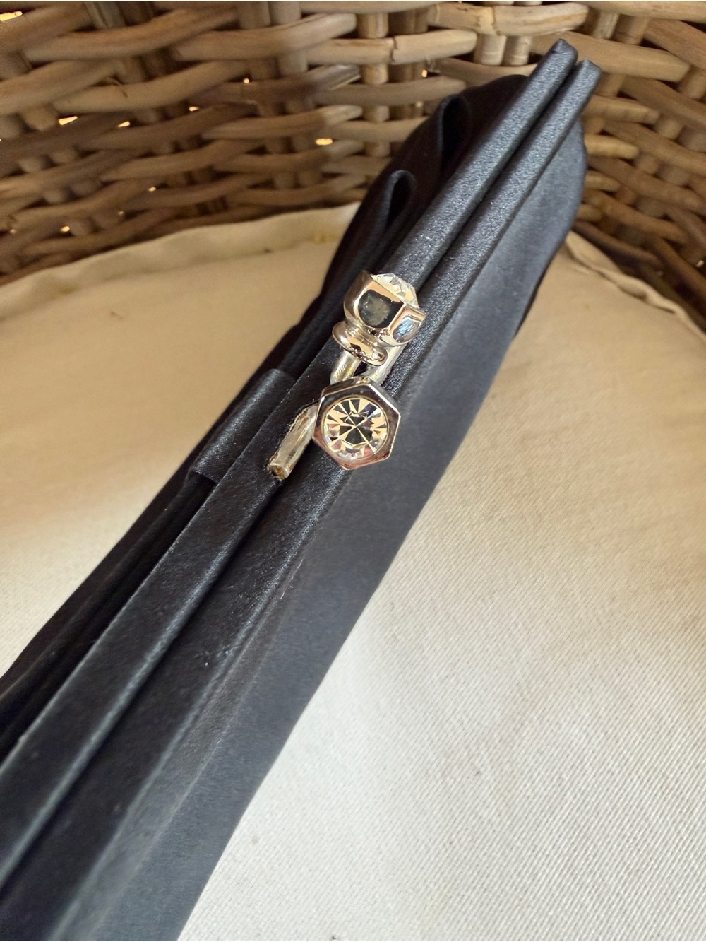 Black Satin Bow Clutch Purse - Picture 3 of 5